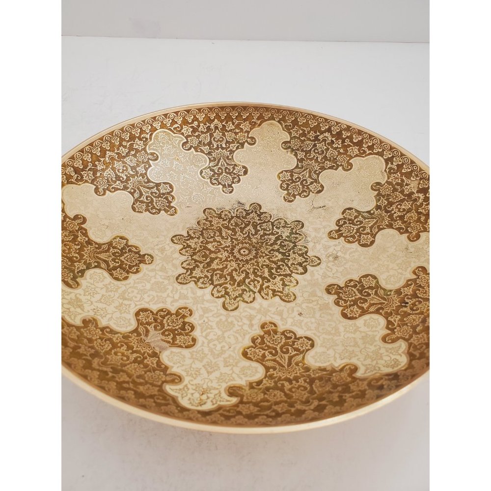 Vintage Embossed/Engraved Enamel Painted Brass Bowl - Bowl / Plate / Dish || - Picture 3 of 10